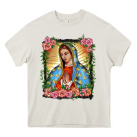 Cream lady of guadalupe portrait Heavy Core Tee - BarkalooDesign