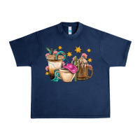 Navy Western Cowgirl Coffee Cup Bbs Urban Heavy Tee - BundleAndBundleShop