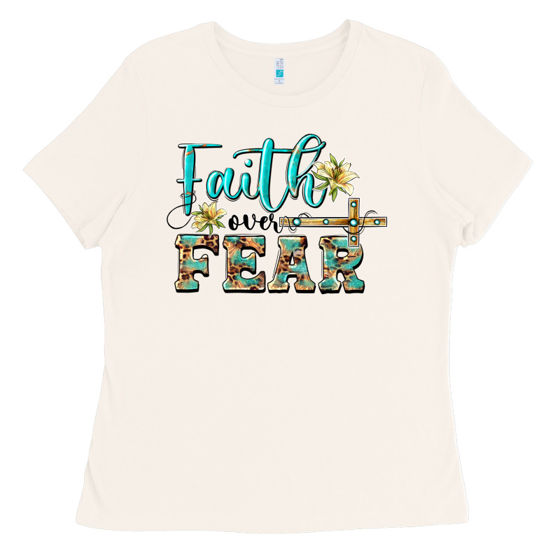 Faith Over Fear With Cross Ladies Tee by BarkalooDesign | Teevron