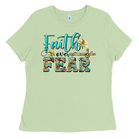 Matcha faith over fear with cross Ladies Tee - BarkalooDesign