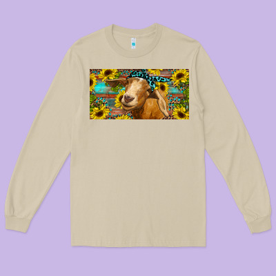 Goat With Sunflowers And Leopard Long Sleeve Tee Designed By Ranaportraitstore