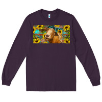 Plum Goat with sunflowers and leopard Long Sleeve Tee - RanaPortraitStore