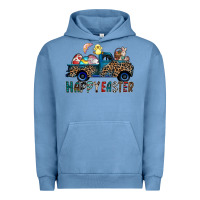Pigment Pebble Blue Happy Easter truck Urban Hoodie - CowhideDigitalArt