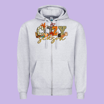 Cozy Season Zipper Hoodie Designed By Cowgirlartshop