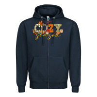 Navy cozy season Zipper Hoodie - CowGirlArtShop