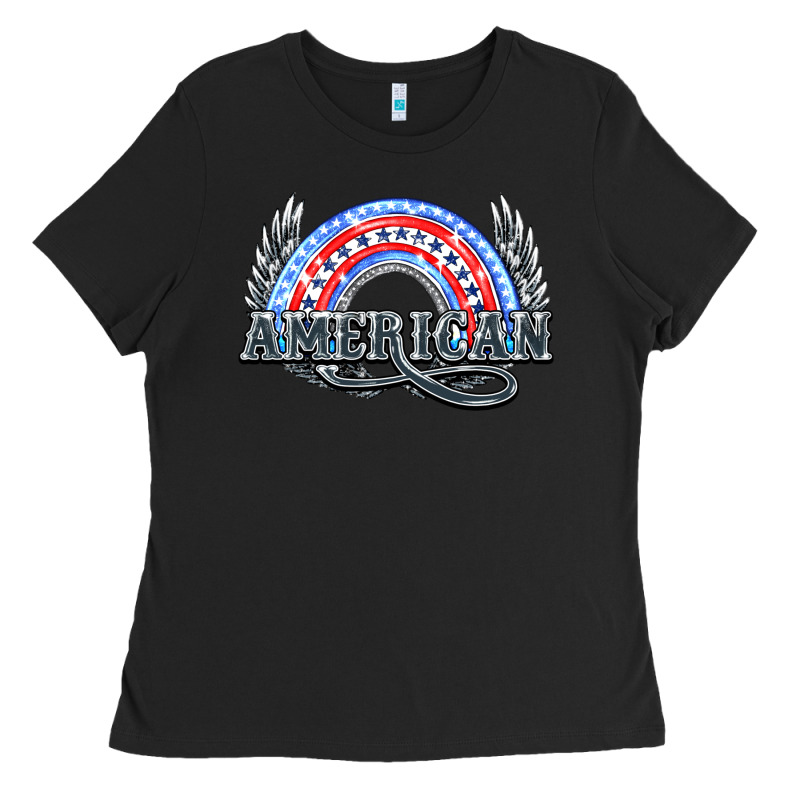American Rainbow Ladies Tee by NancyCooperArtShop | Teevron