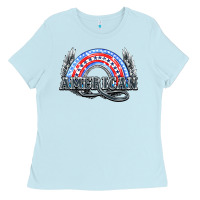 Baby Blue American rainbow Ladies Tee - NancyCooperArtShop