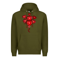 Army Green heart balloons olivia Premium Hoodie - OliviaCreatesArt