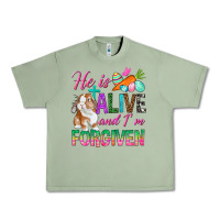 Oil Green He Is Alive And I'm Forgiven Urban Heavy Tee - BundleAndBundleShop