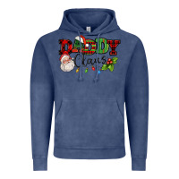 Vintage Denim Daddy Claus Santa Christmas lights and holly Vintage Hoodie - NancyCooperArtShop