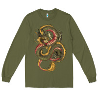Army Green green and yellow dragon Long Sleeve Tee - RanaPortraitStore
