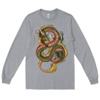 Heather Grey green and yellow dragon Long Sleeve Tee - RanaPortraitStore