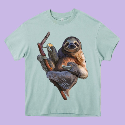 Sloth Heavy Core Tee Designed By Lillyallendesigns