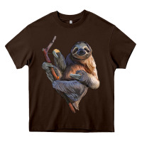 Chocolate Brown Sloth Heavy Core Tee - LillyAllenDesigns