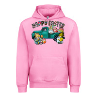 Fuchsia Pink Happy Easter truck Urban Hoodie - CowhideDigitalArt