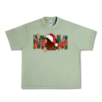 Oil Green Western Mom With Woman In Santa Hat Urban Heavy Tee - BundleAndBundleShop