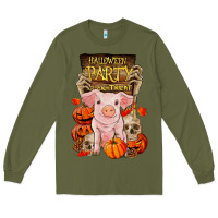 Army Green halloween party pig Long Sleeve Tee - RanaPortraitStore