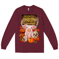 Burgundy halloween party pig Long Sleeve Tee - RanaPortraitStore