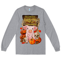 Heather Grey halloween party pig Long Sleeve Tee - RanaPortraitStore