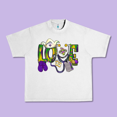Mardi Gras Love Nurse Urban Heavy Tee Designed By Bundleandbundleshop