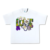 White Mardi Gras Love Nurse Urban Heavy Tee - BundleAndBundleShop