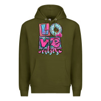 Army Green love vibes Premium Hoodie - OliviaCreatesArt