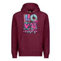 Burgundy love vibes Premium Hoodie - OliviaCreatesArt
