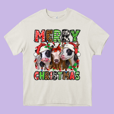 Merry Christmas Heifers Heavy Core Tee Designed By Jasminsmagicworld