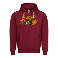 Burgundy fall gnome truck Zipper Hoodie - CowGirlArtShop