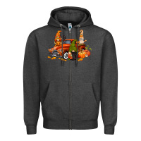 Charcoal Heather fall gnome truck Zipper Hoodie - CowGirlArtShop
