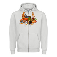 Dove Grey fall gnome truck Zipper Hoodie - CowGirlArtShop