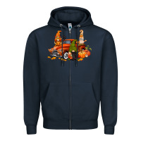 Navy fall gnome truck Zipper Hoodie - CowGirlArtShop