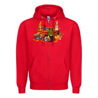 Red fall gnome truck Zipper Hoodie - CowGirlArtShop