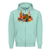 Seafoam fall gnome truck Zipper Hoodie - CowGirlArtShop