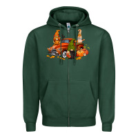 Sports Green fall gnome truck Zipper Hoodie - CowGirlArtShop
