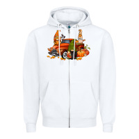 White fall gnome truck Zipper Hoodie - CowGirlArtShop