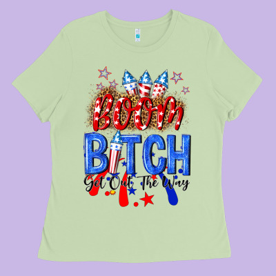 Boom Bitch Get Out The Way Ladies Tee Designed By Nancycooperartshop