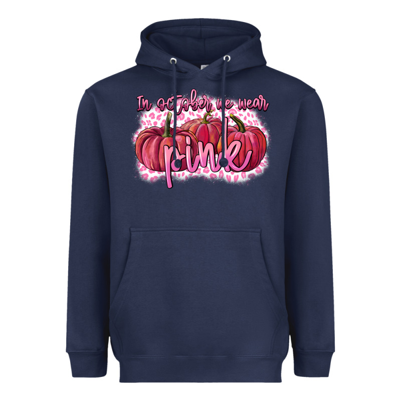 In October We Wear Pink Breast Cancer Heavyweight Hoodie by FaDigitalArtStudio | Teevron
