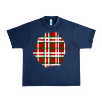 Navy Christmas Tartan Patch Urban Heavy Tee - BundleAndBundleShop
