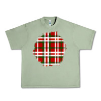 Oil Green Christmas Tartan Patch Urban Heavy Tee - BundleAndBundleShop
