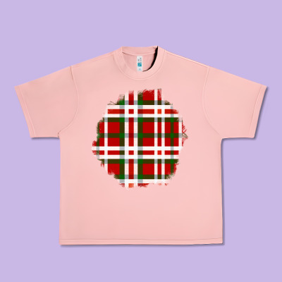 Christmas Tartan Patch Urban Heavy Tee Designed By Bundleandbundleshop