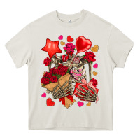 Cream valentines day skeleton Heavy Core Tee - NancyCooperArtShop