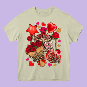 Valentines Day Skeleton Heavy Core Tee Designed By Nancycooperartshop