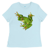 Baby Blue White Lipped Tree Frog Illustrations Ladies Tee - LillyAllenDesigns