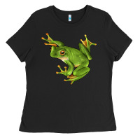 Black White Lipped Tree Frog Illustrations Ladies Tee - LillyAllenDesigns