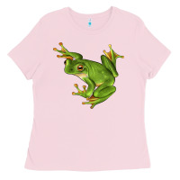 Bubblegum Pink White Lipped Tree Frog Illustrations Ladies Tee - LillyAllenDesigns