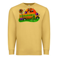 Antique Gold Halloween School Bus Premium Sweatshirt - FaDigitalArtStudio