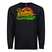 Black Halloween School Bus Premium Sweatshirt - FaDigitalArtStudio