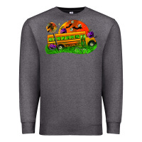 Charcoal Heather Halloween School Bus Premium Sweatshirt - FaDigitalArtStudio