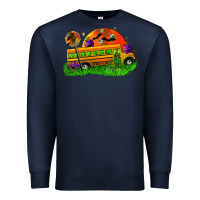 Navy Halloween School Bus Premium Sweatshirt - FaDigitalArtStudio
